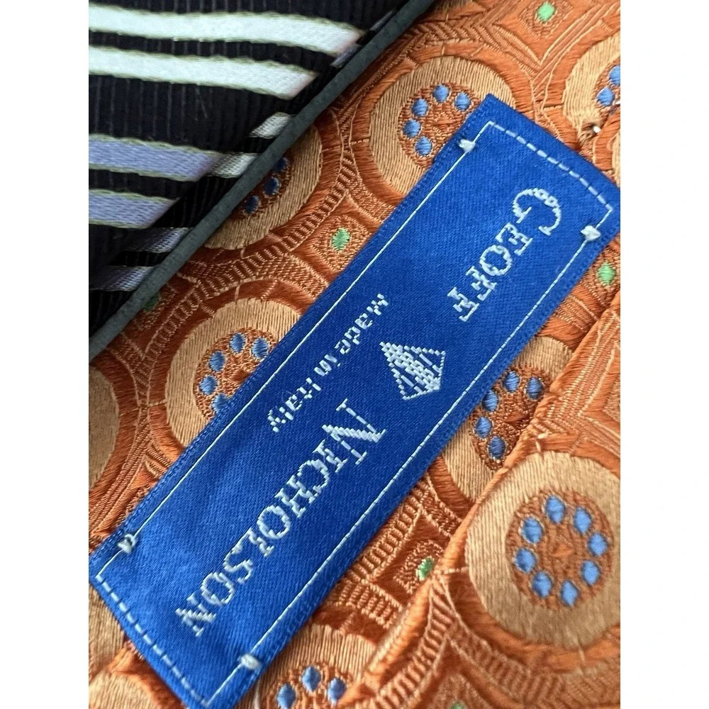 Geoff Nicholson Paisley Geometric Stripe Men's 100% Silk Tie Lot of 4
